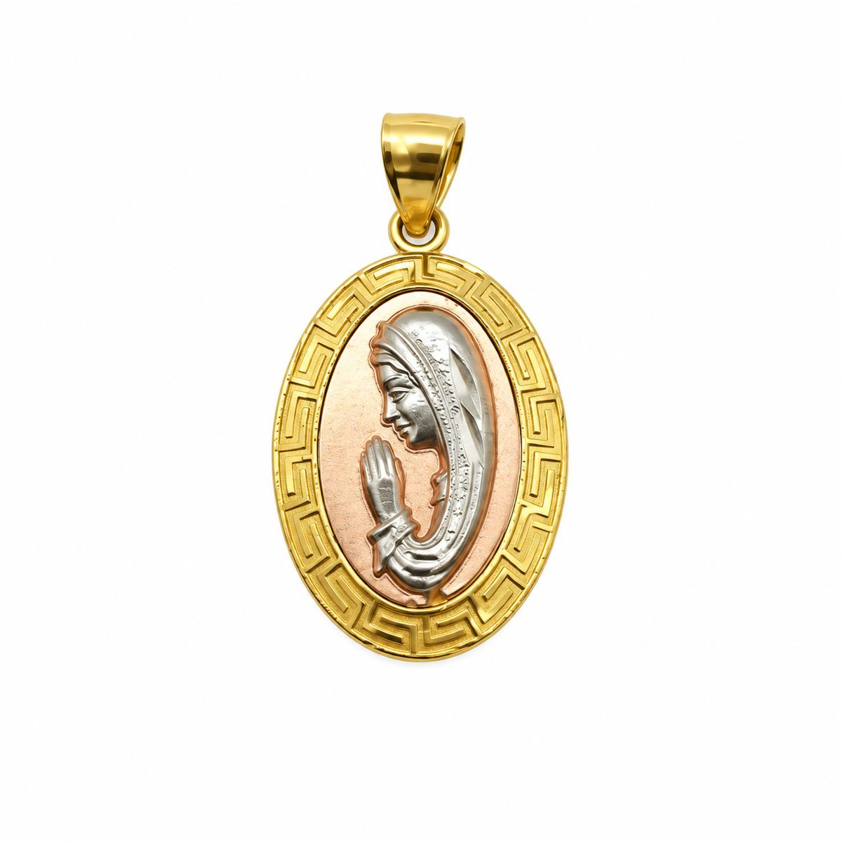 Medalla Virgen Oro Amarillo Blanco Y Rosado
