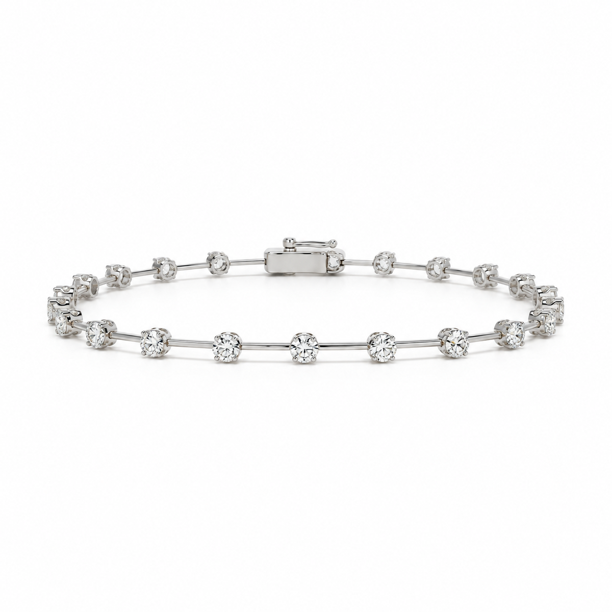 Pulsera Tennise Oro Blanco Y Brillantes