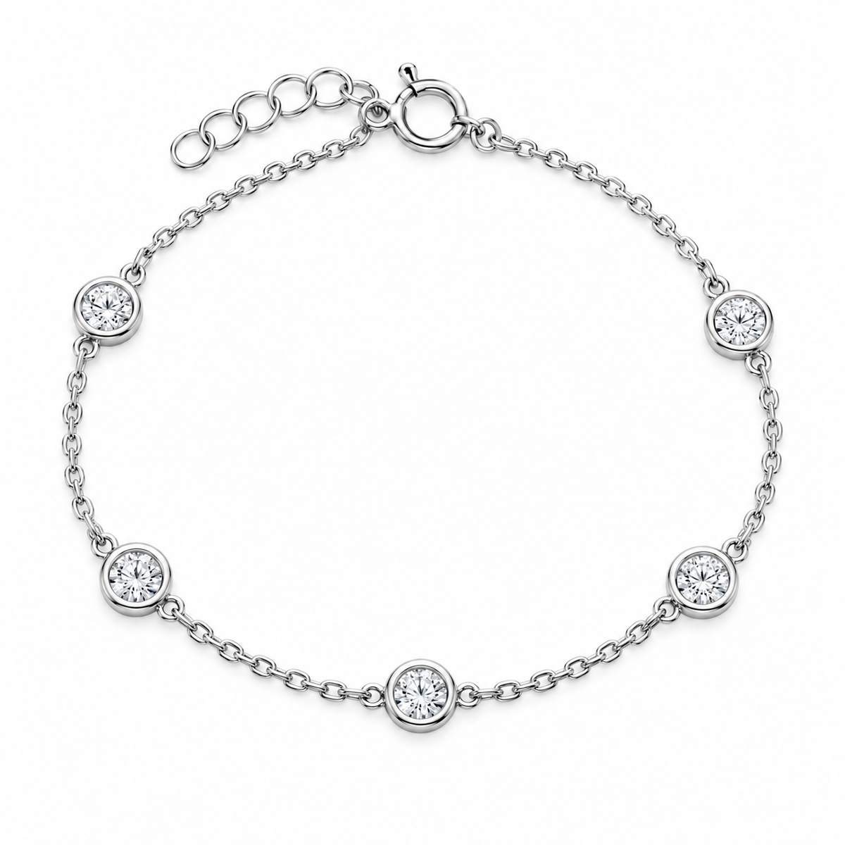 Pulsera Botón Oro Blanco 18K