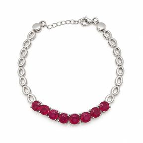 Pulsera Plata Rodinada Rubíes