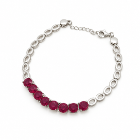 Pulsera Plata Rodinada Rubíes