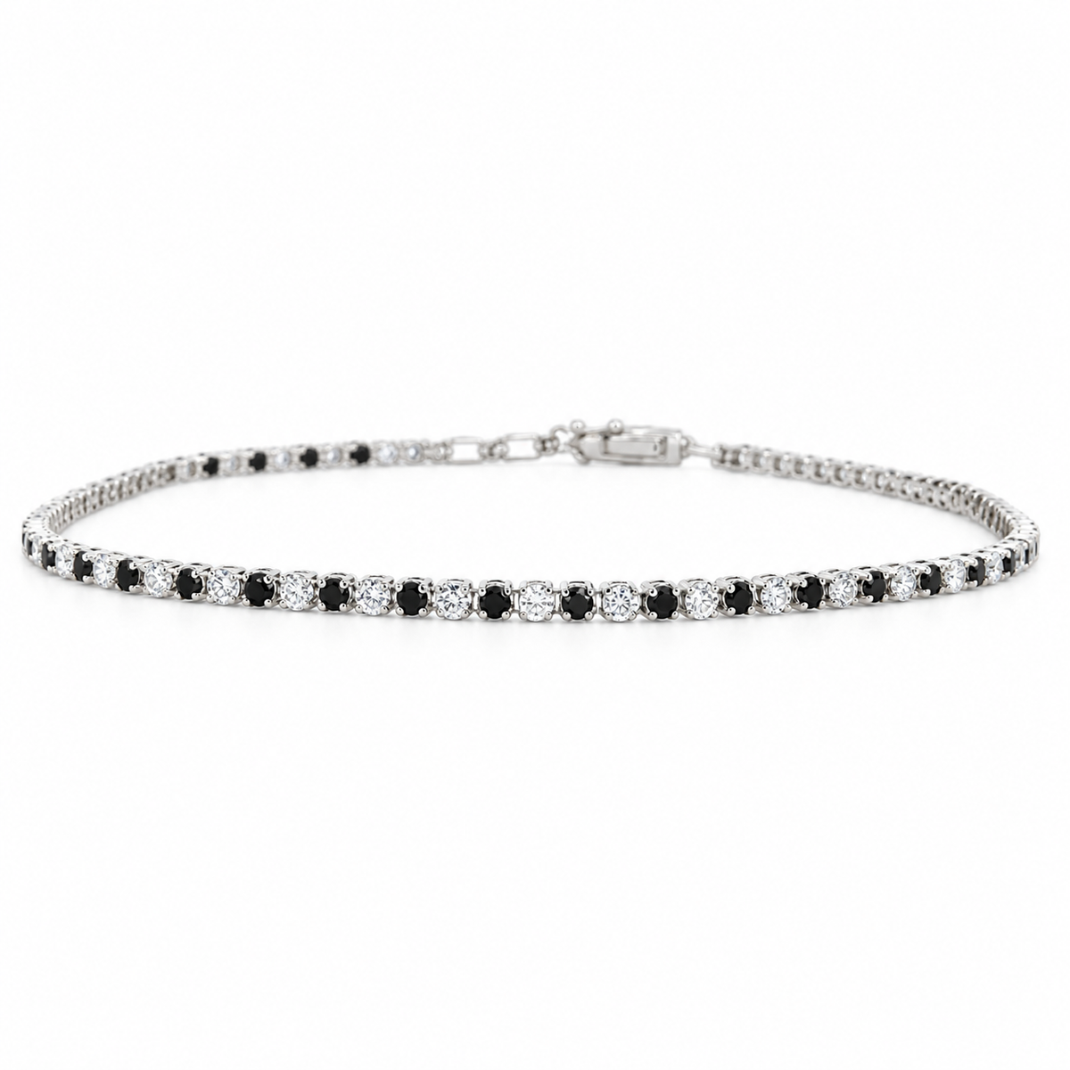 Pulsera Tennise Diamantes Blancos Y Negros