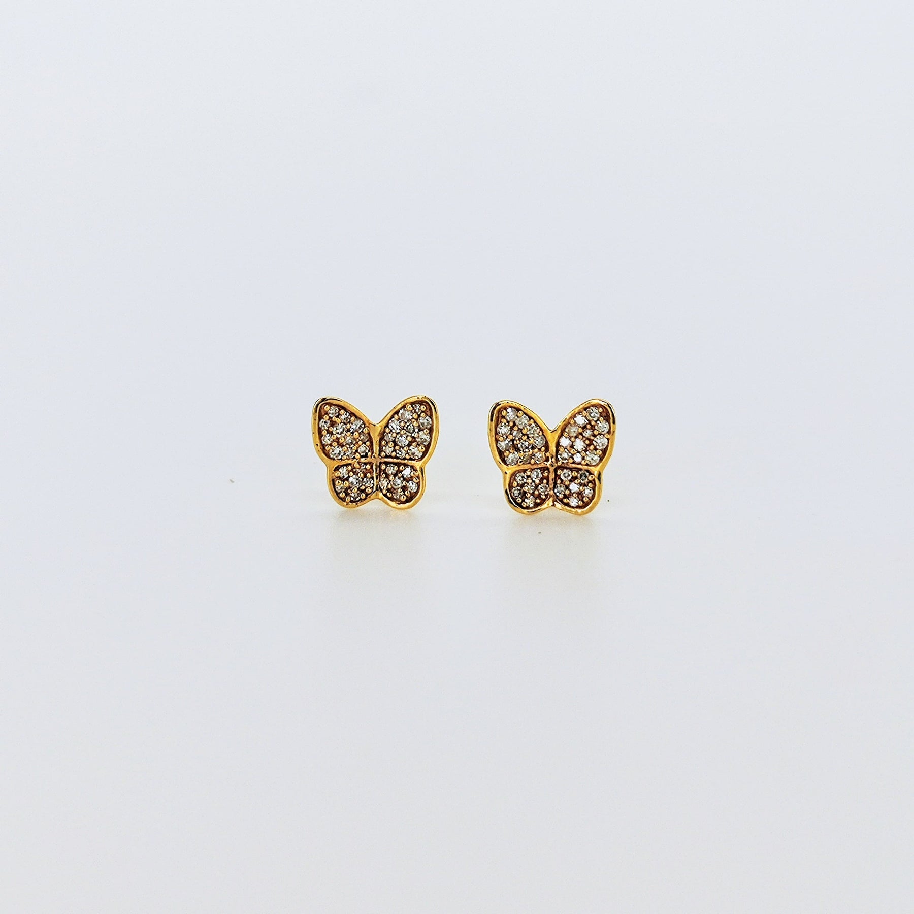 Aros Mariposa Oro Amarillo 18K y Brillantes