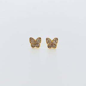 Aros Mariposa Oro Amarillo 18K y Brillantes