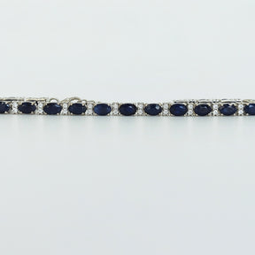 Pulsera Plata Rodinada Zafiros Oval