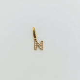 Charm Letra N Oro Amarillo y Brillantes