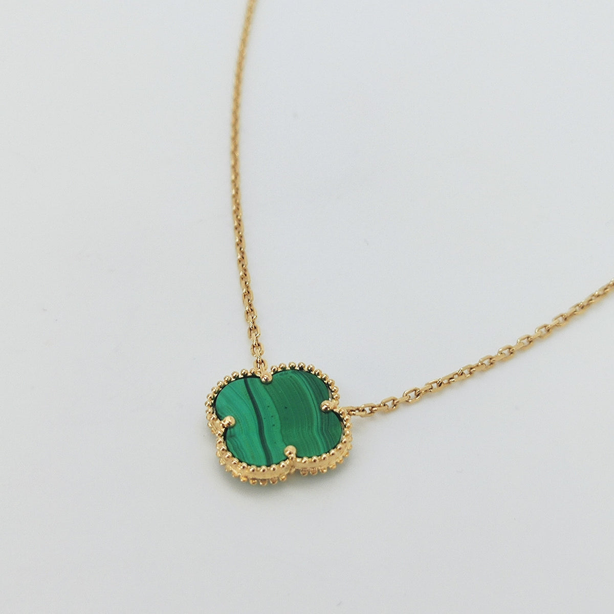 Collar Trébol Malaquita Oro Amarillo