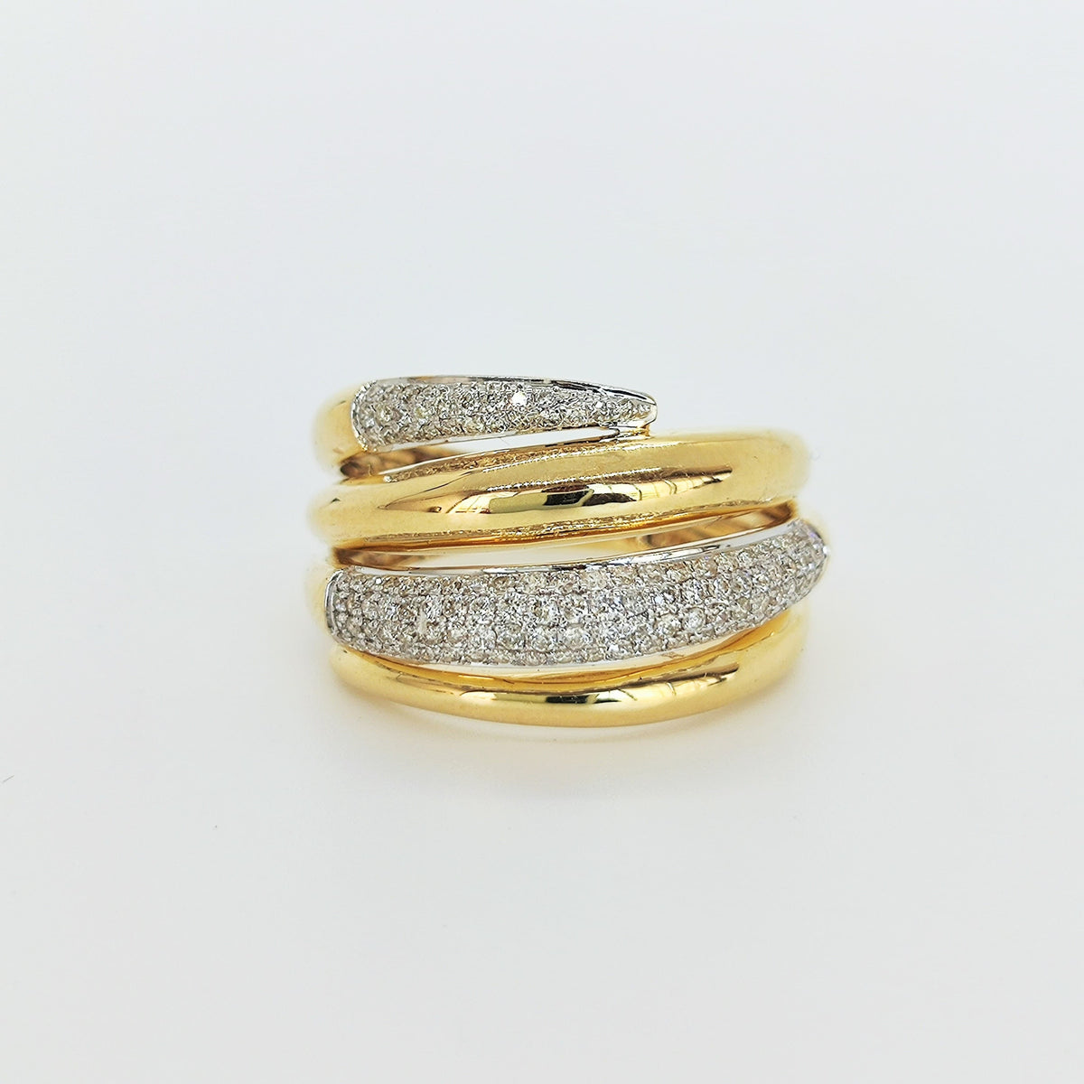 Anillo Espiral Oro Amarillo y Brillantes