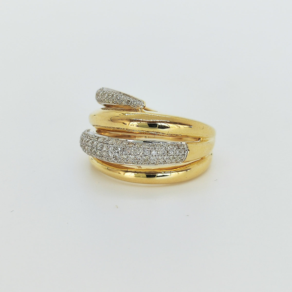 Anillo Espiral Oro Amarillo y Brillantes