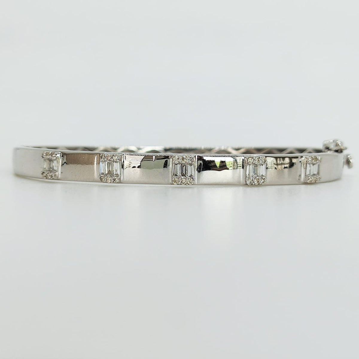 Pulsera Oro Blanco Diamantes Baguette