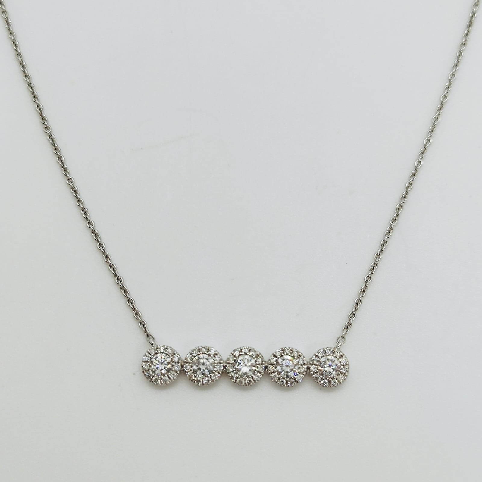 Collar Eslabones Circulares con Diamantes Oro Blanco 18K