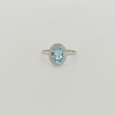 Anillo Oro Blanco 18K Aguamarina Oval