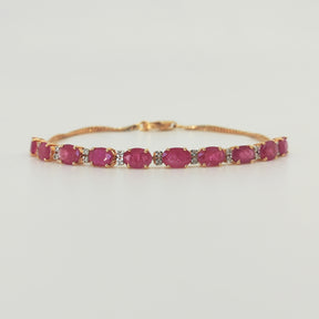 Pulsera Oro Amarillo 18K Rubí y Brillantes