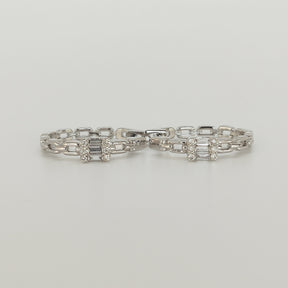 Aros Cadena Oro Blanco Diamantes Baguette