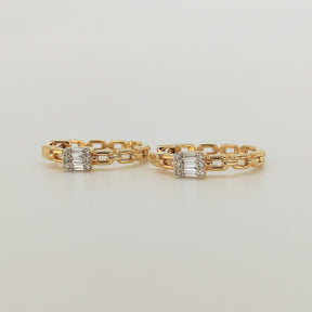 Aros Cadena Oro Amarillo Diamantes Baguette
