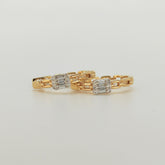Aros Cadena Oro Amarillo Diamantes Baguette