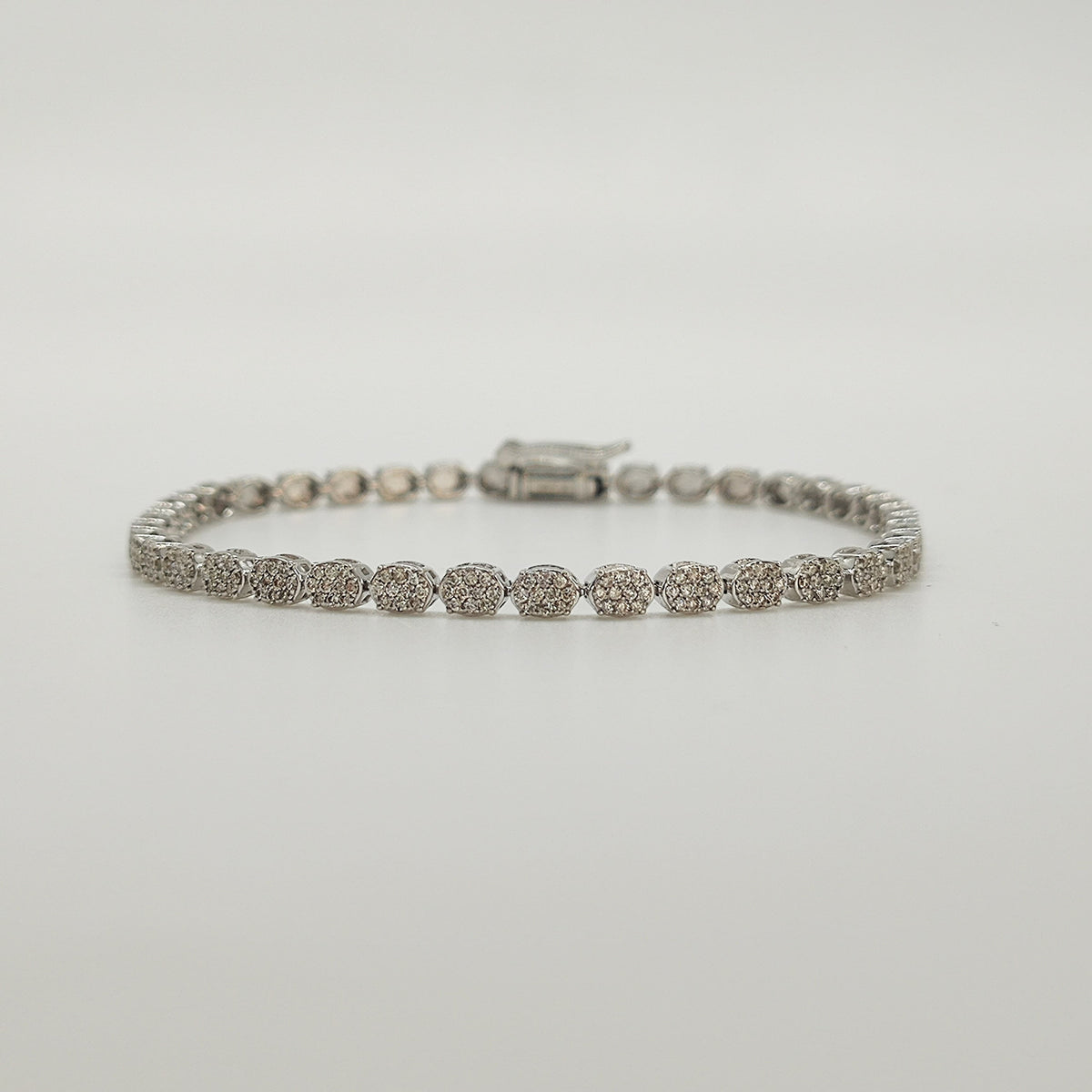 Pulsera Tennise Oval Oro Blanco 1 Quilate