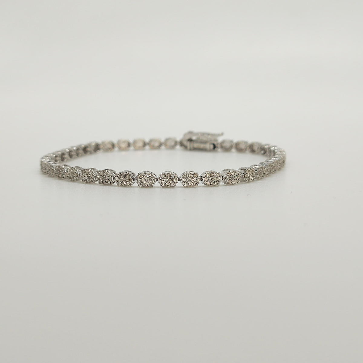 Pulsera Tennise Oval Oro Blanco 1 Quilate