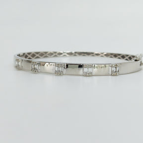 Esclava Oro Blanco Diamantes Baguette
