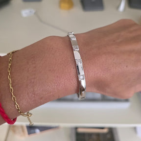 Esclava Oro Blanco Diamantes Baguette