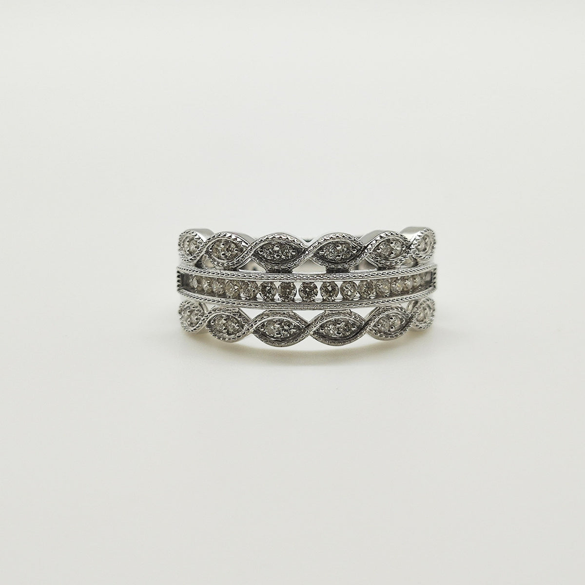 Anillo Oro Blanco Ojos De Brillantes