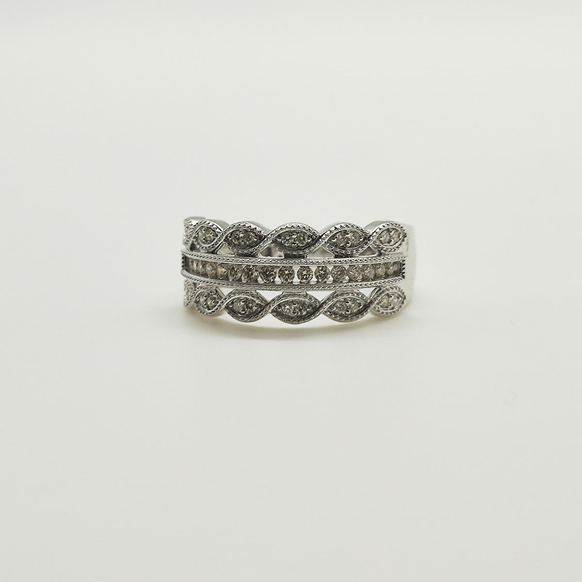 Anillo Oro Blanco Ojos De Brillantes