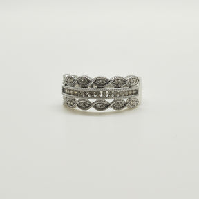 Anillo Oro Blanco Ojos De Brillantes