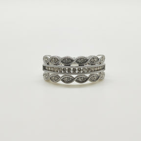 Anillo Oro Blanco Ojos De Brillantes
