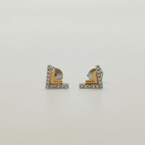 Aros Bicolor V de Diamantes 18K