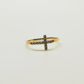 Anillo Cruz Oro Amarillo 18K