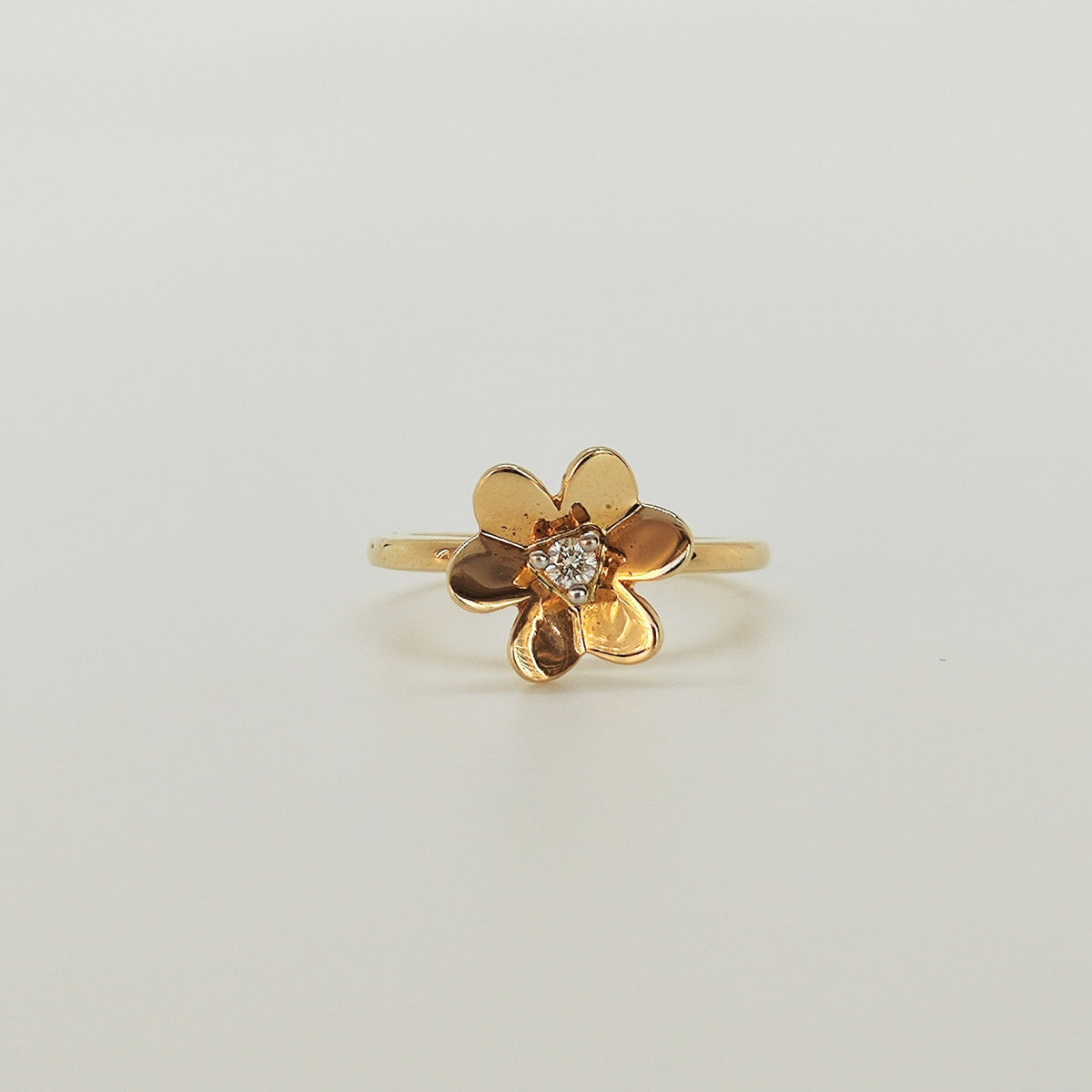 Anillo Flor y Brillante Oro Amarillo