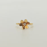 Anillo Flor y Brillante Oro Amarillo