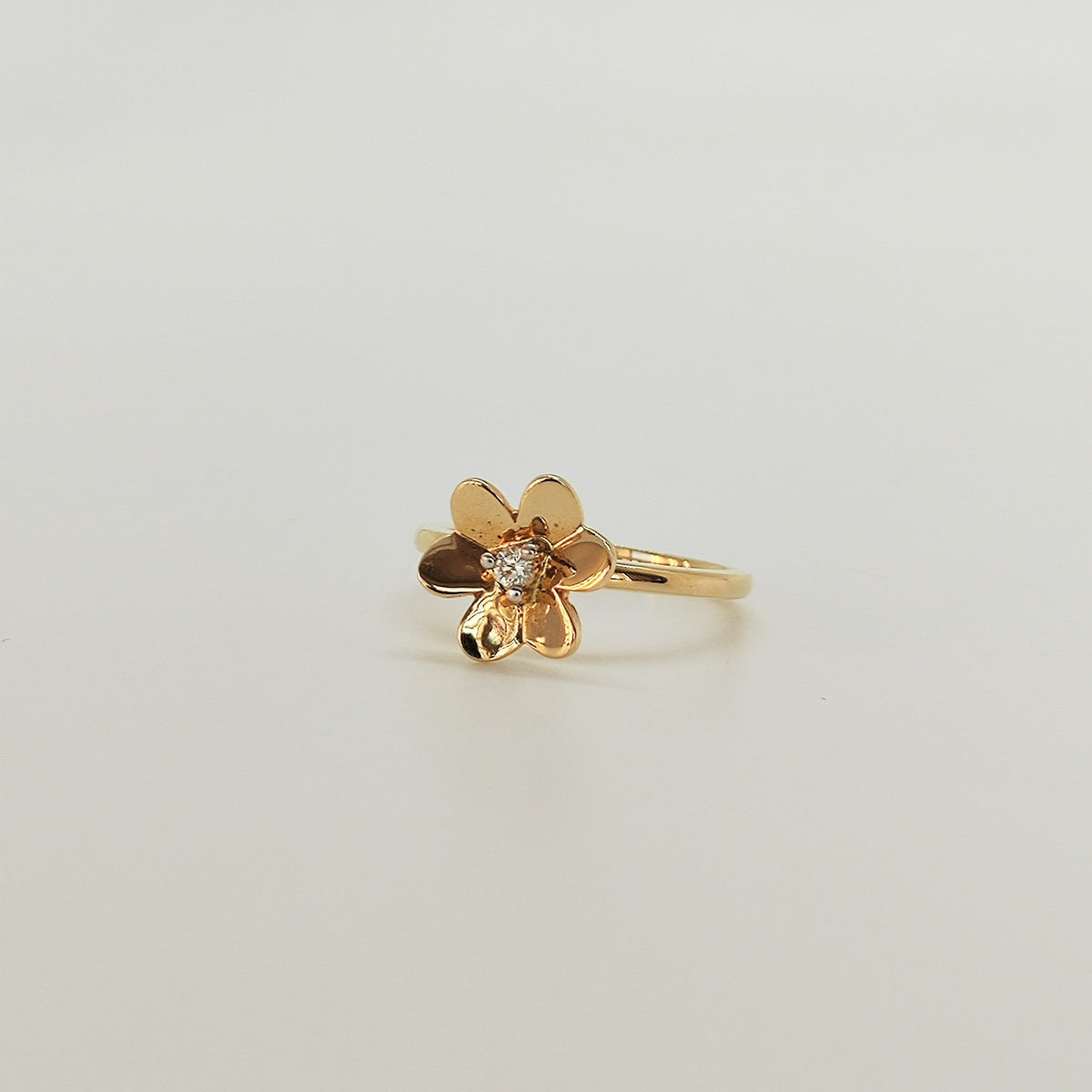 Anillo Flor y Brillante Oro Amarillo