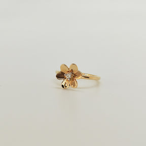 Anillo Flor y Brillante Oro Amarillo