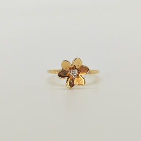 Anillo Flor y Brillante Oro Amarillo