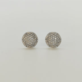Aros Roseta De Brillantes Oro Blanco 18K