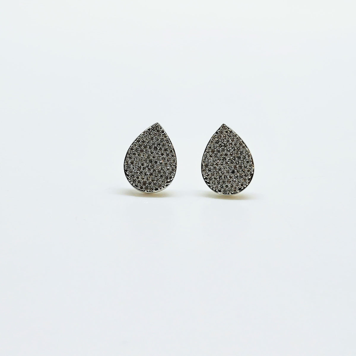 Aros Gota De Brillantes Oro Blanco 18K