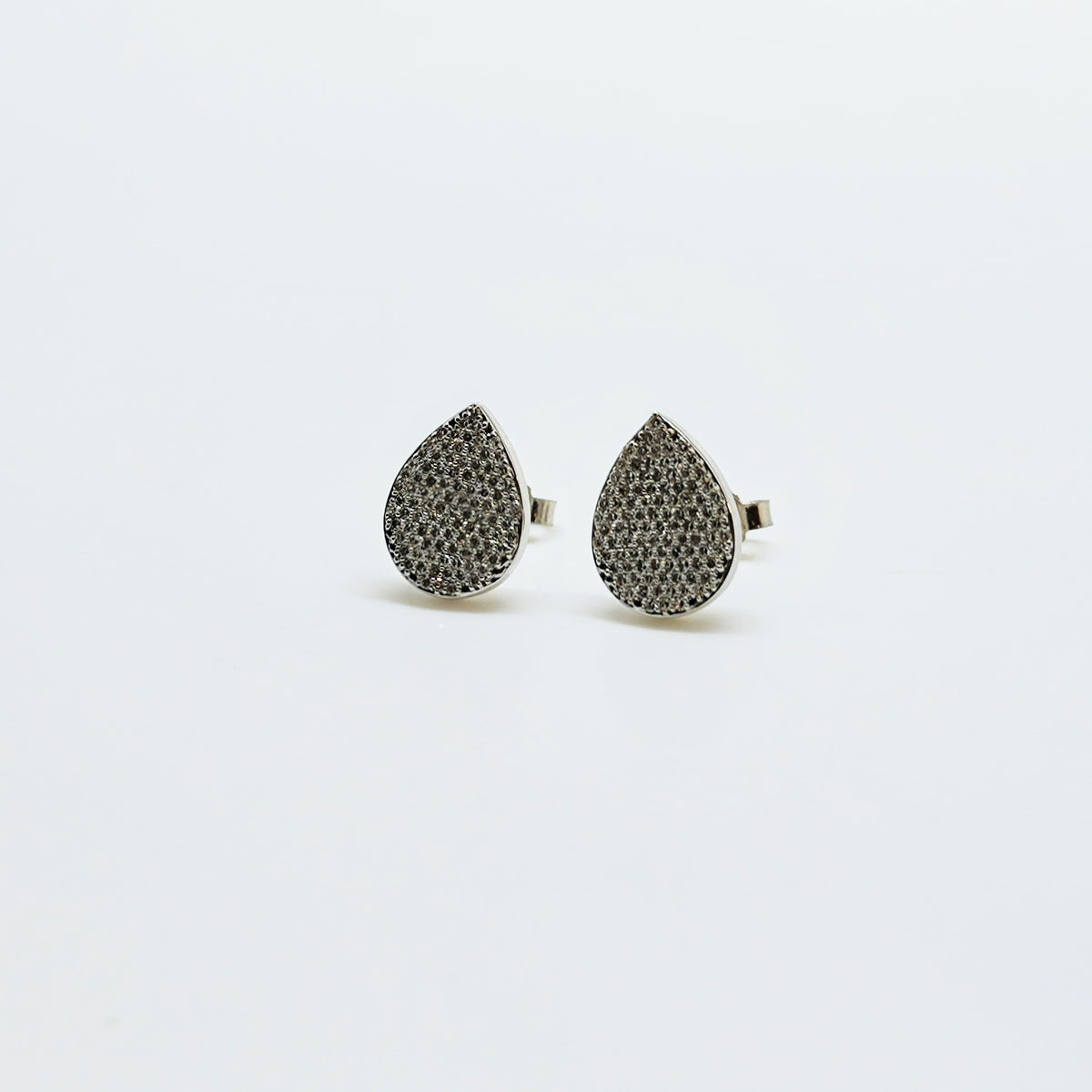 Aros Gota De Brillantes Oro Blanco 18K