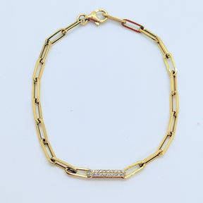 Pulsera Paperclip Oro Amarillo 18K Brillantes