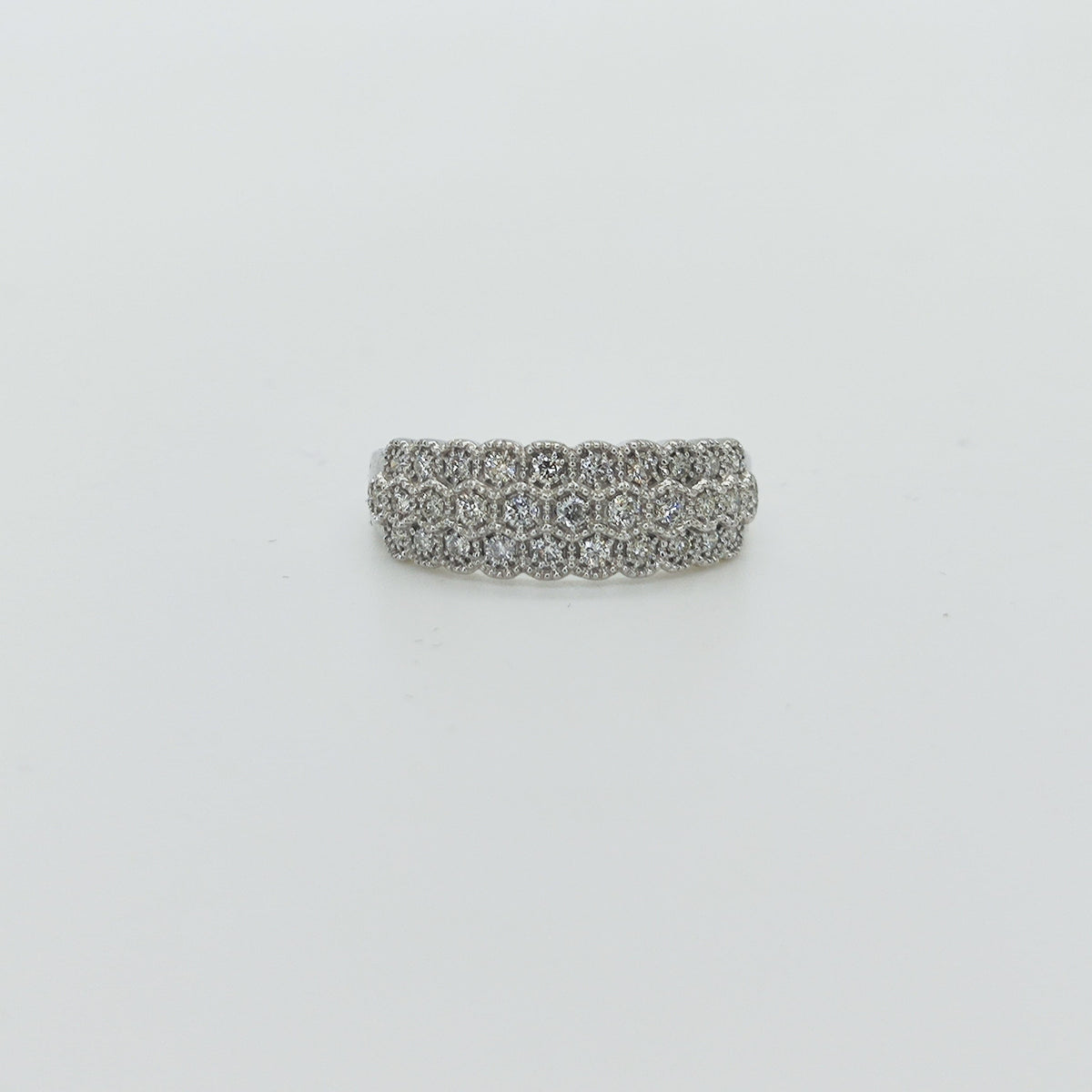 Anillo Panal De Abeja Oro Blanco