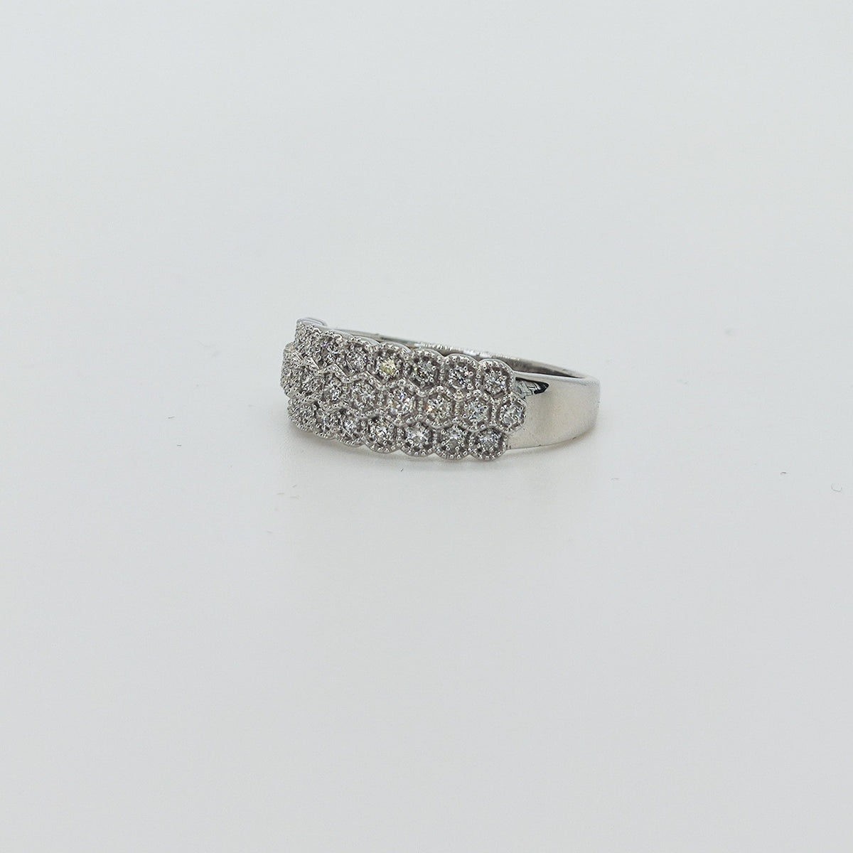 Anillo Panal De Abeja Oro Blanco