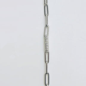 Pulsera Paperclip Oro Blanco 18K Brillantes