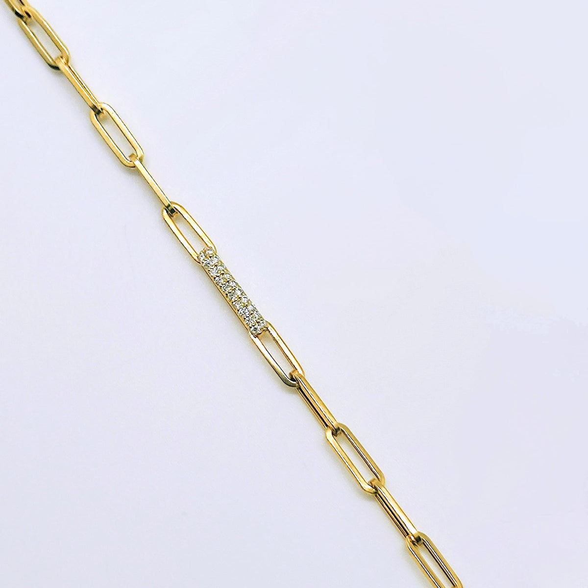 Pulsera Paperclip Oro Amarillo 18K Brillantes