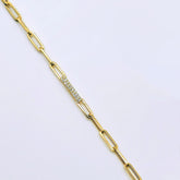 Pulsera Paperclip Oro Amarillo 18K Brillantes