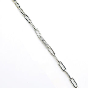 Pulsera Paperclip Oro Blanco 18K Brillantes