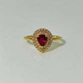 Anillo Gota Rubí Y Brillantes Oro Amarillo
