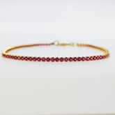 Pulsera Tenis Rubí Oro Amarillo