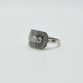 Anillo Placa Rectangular Platino 1 Quilate