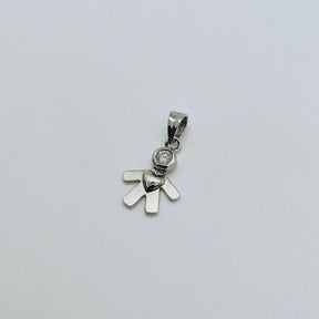 Colgante Niño Oro Blanco 18K Diamante 10 Puntos