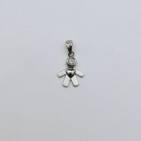 Colgante Niño Oro Blanco 18K Diamante 10 Puntos